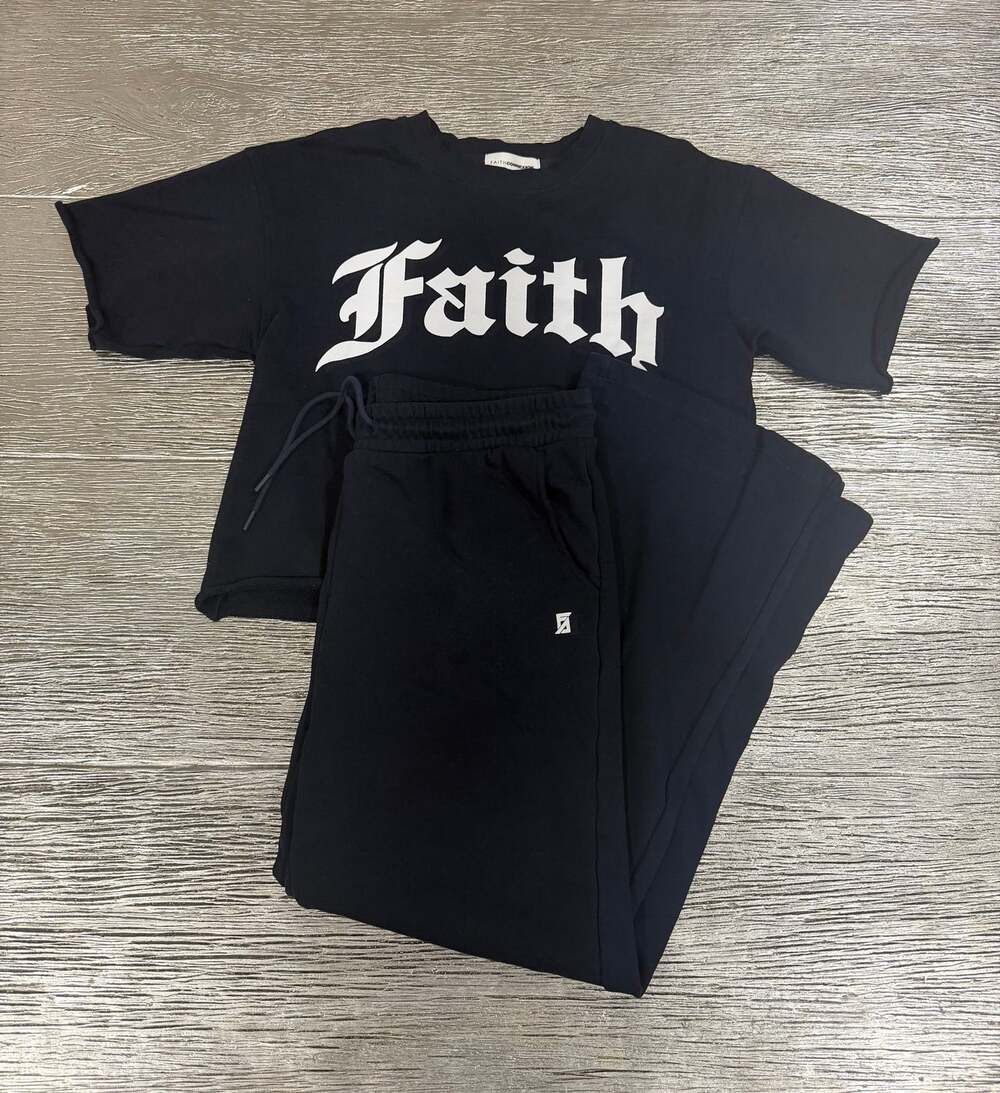 Faith Connexion Navy Blue Sweat Set (top size M/bottom size L)